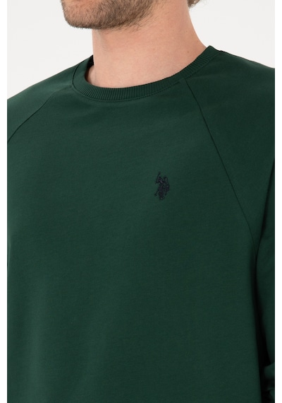 U.S. Polo Assn. Erkek Regular Fit Bisiklet Yaka Koyu Yeşil İnce Basic Sweatshirt 50313752-VR079