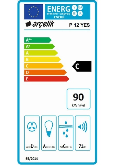 Arçelik P 12 YES Ankastre Duvar Tipi Davlumbaz Siyah