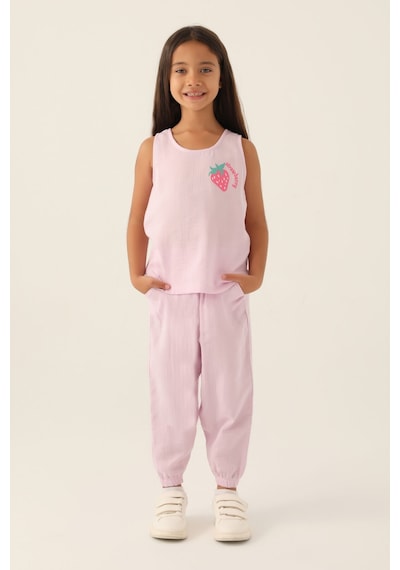 Rolypoly Zero Arm Mor Kız Çocuk Pijama Takımı 5274-42951 Rose
