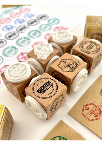 Charming Paris 3 Farklı Posta Ve Premium Damga Desenli Ahşap Küp Mühür/kaşe/kitap Mührü/stamp/seal Diğer