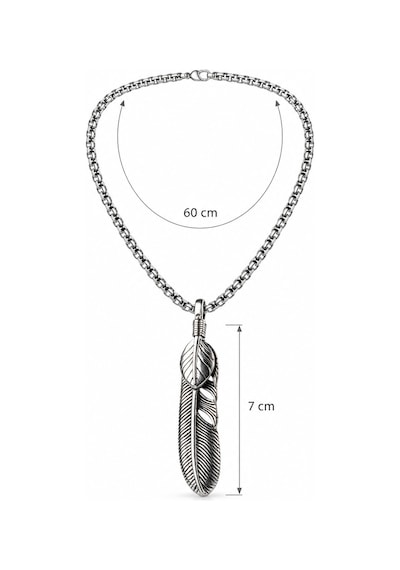Tüy Figürlü Erkek Kolyesi Arnavut Zincir Detaylı Gümüş Renk 60 Cm Uzun Zincir Altın - Gümüş