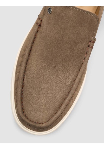 Cabani Hakiki Deri Haki Erkek Günlük Loafer Haki