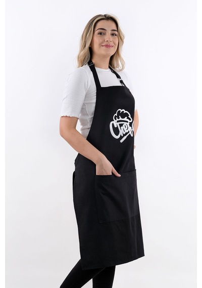Unisex Master Chef Ayar Askılı Mutfak Önlüğü Siyah