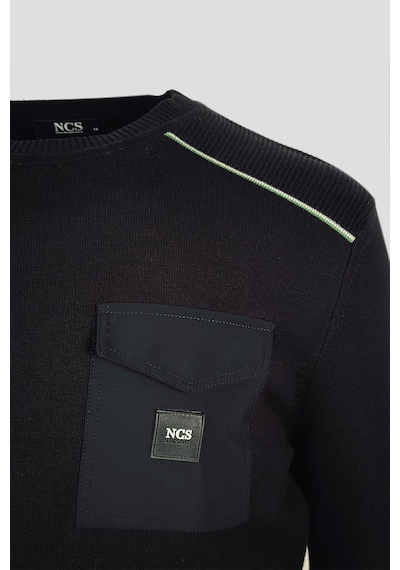 Ncs Jeans Erkek Triko Bisiklet Yaka Cep Detaylı Siyah 3753 Siyah