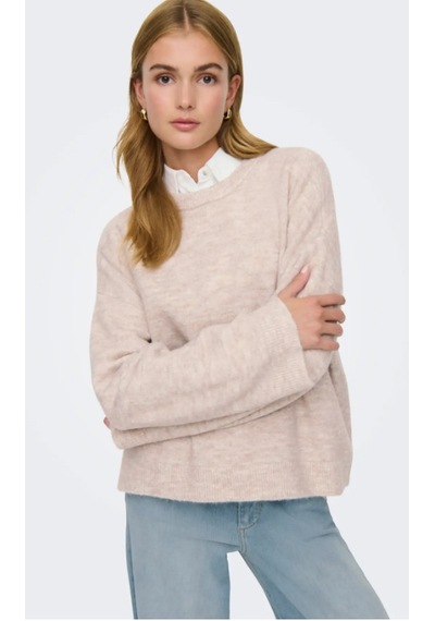 Only Kadın Onlsımonı L/s O-neck Kazak - 15368976 Bej