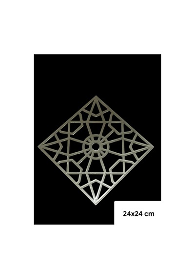Dekoratif Mobilya Kare Süs Gümüş 24x24 Cm Karışık
