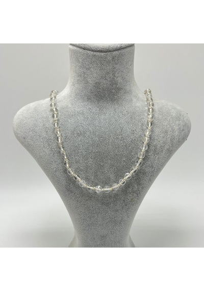 Yıldız Doğal Taş Kristal Kuvars Doğal Taş 6 MM Makrome Kolye 45 CM - 55 CM Ayarlanabilir Beyaz