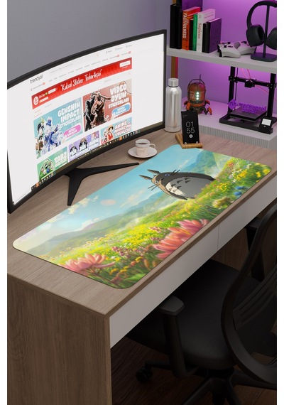 Miyazaki Anime V3 - 90x40 Xxl Gaming Kauçuk Kaymaz Taban Mouse Pad Fare Altlığı