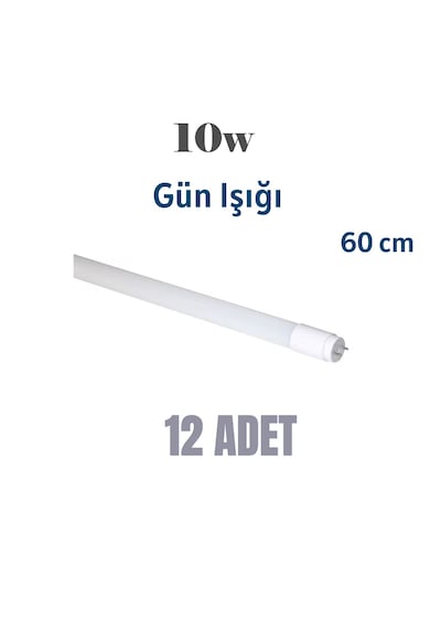 12 Adet 10 Watt 60 Cm Led Floresan Plastik Gün Işığı