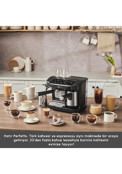 Karaca Hatır Perfetto Dijital Ve Dokunmatik Ekranlı Espresso Ve Türk Kahve Makinesi