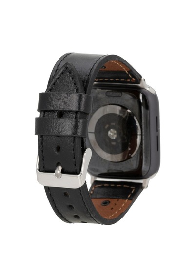 Apple Uyumlu  Watch  Deri Kordon 42-44-45mm Rst1 Siyah
