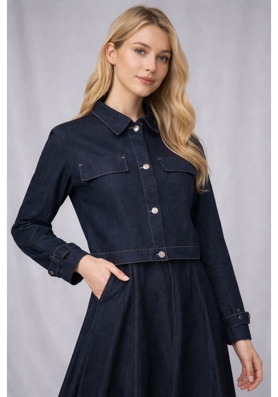 Hiramir Kadın İnce Denim Dokulu Ceketli Elbise Takım Yz2518 Laci