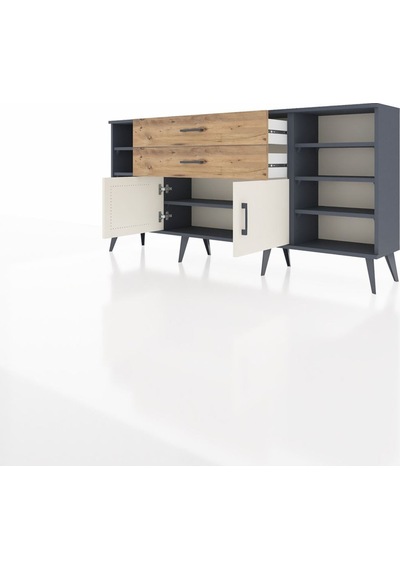 Arges Konsol 7 Raflı 2 Çekmeceli 2 Kapaklı 176x30x83 Antrasit-aytaşı/çam Aytaşı/çam Arges Konsol 7 Raflı 2 Çekmeceli 2 Kapaklı 176x30x83 Antrasit-aytaşı/çam Aytaşı/çam