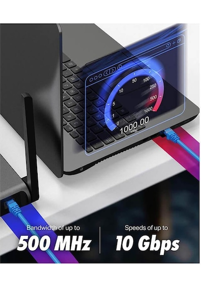 Koodmax - 10 Metre Cat6 Kablo Ethernet Internet Lan Network Patch Kablosu - Fabrikasyon - Mavi - 10m