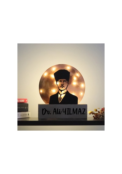 Led Işıklı Pleksi Dolunay Kişiselleştirilebilir Dekoratif Biblo Atatürk Portre Anahtar Askılığı Sarı - 737347614 Sarı