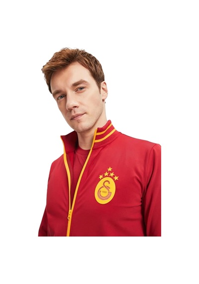 Galatasaray Orijinal Lisanslı Dik Yaka 5 Yıldızlı Fermuarlı Erkek Sweat Kırmızı