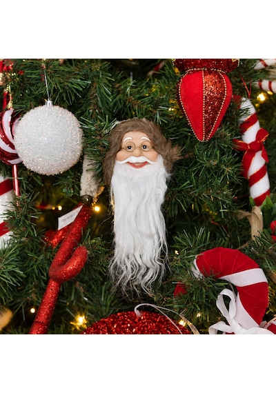 Yılbaşı Süsü Noel Baba Kafası Mini Kürk Şapkalı Kahve 25 Cm