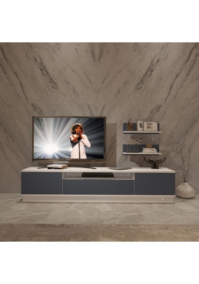 Decoraktiv Trendstyle 4s Mdf Tv Ünitesi Tv Sehpası Beyaz - Antrasit