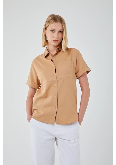 Ribana Classic Oxford Kısa Kollu Gömlek VİZON