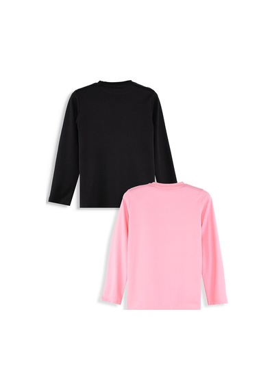 Denokids Siyah Ve Kırmızı Kız C Ocuk 2'li Paket T-shirt Renkli