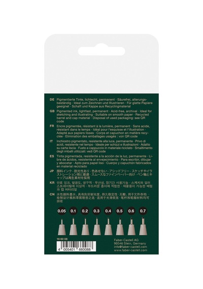 Faber-castell Ecco Pigment Set 8'li 0.05 0.1 0.2 0.3 0.4 0.5 0.6 07 Uç Ergonomik Tutuş Su Geçirmez Mürekkep Diğer