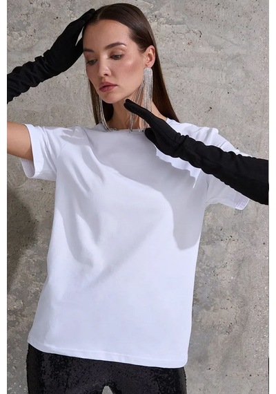Uyguntarz Unisex Pamuklu Oversize Basic Tshirt Beyaz