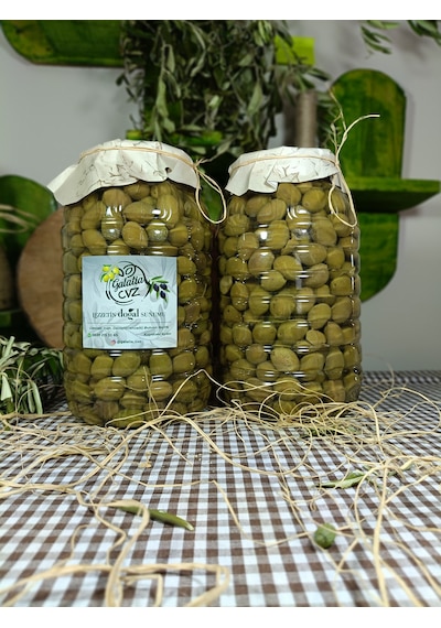 Aydın Yöresi Memecik Cinsi Sofralık Tatlandırılmış Kırma Yeşil Zeytin 4 Kg