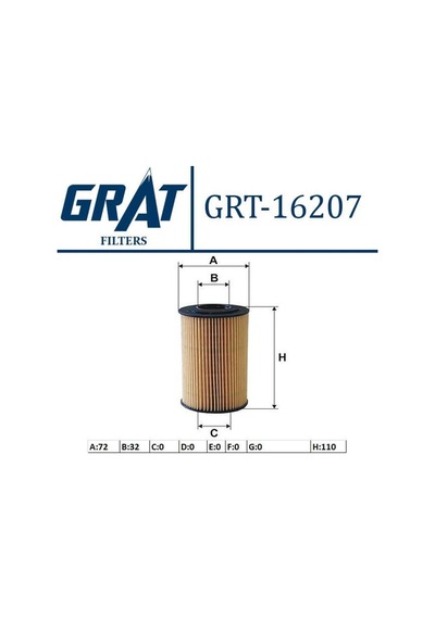 GRAT 16207 Yağ Filtresi Sonata 06- Santafe 06- Tucson 06- / Ceed Sportage 06- 2.0 CRDI 2.2 CRDI Eleman Tıp