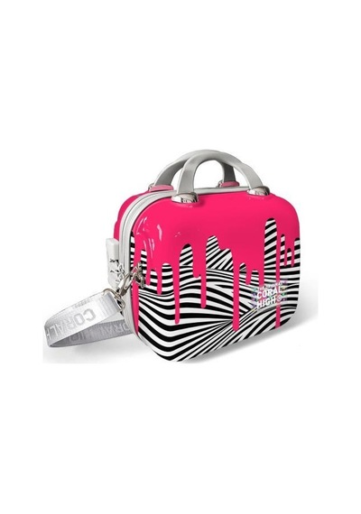 Coral High Pembe Siyah Beyaz Desenli Omuz Askılı Pc Makyaj Çantası 16902