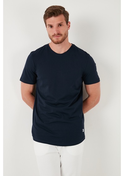 Buratti % 100 Pamuk Regular Fit Bisiklet Yaka T Shirt Erkek T Shirt 5902511 Indigo
