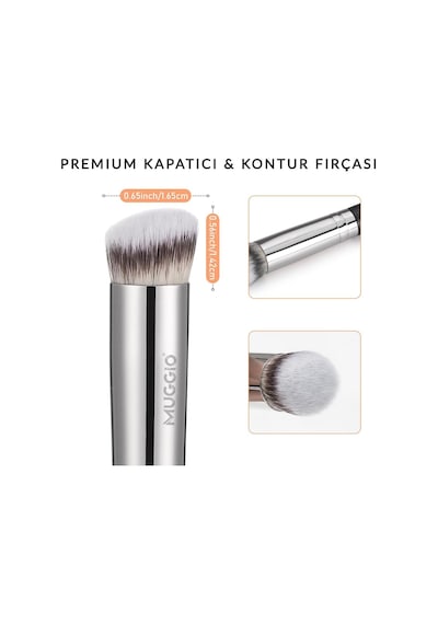 Lexroo Trio Sentetik Kıllı Makyaj Fırça Seti, Fondöten, Kapatıcı Ve Allık Kabuki Fırçası, 3'lü Set