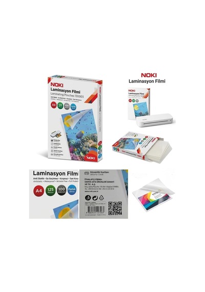 Nokı Laminasyon Filmi - A4 125 Mıcron 100 Adet Parlak Genel