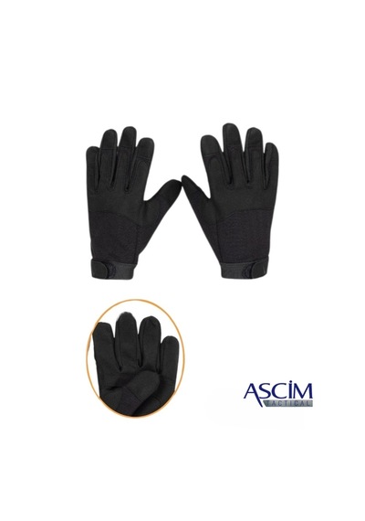 Ascim Profesyonel Taktik Eldiven - 1000d Cordura & Nubuk Memory Foam Destekli Su Geçirmez Eldiven Siyah