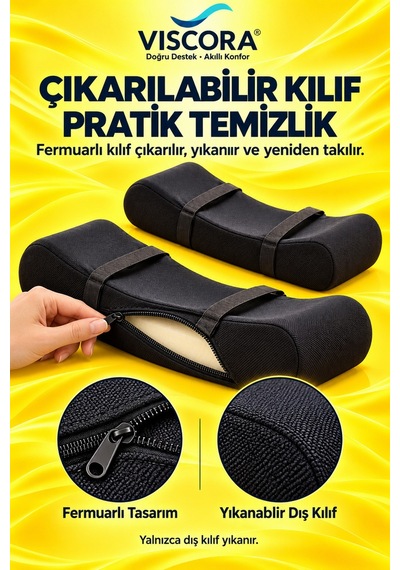 Tekerlekli Sandalye İçin Visco Ayak Taban Destek Pedi 2 Li Ayağa Takılan, Ayarlanabilir Cırtlı Siyah
