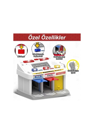 Sesli Ve Işıklı Acil Durum Komuta Merkezi Garaj Seti - Telsizli, 3 Araçlı Eğitici Oyuncak Çok Renkli