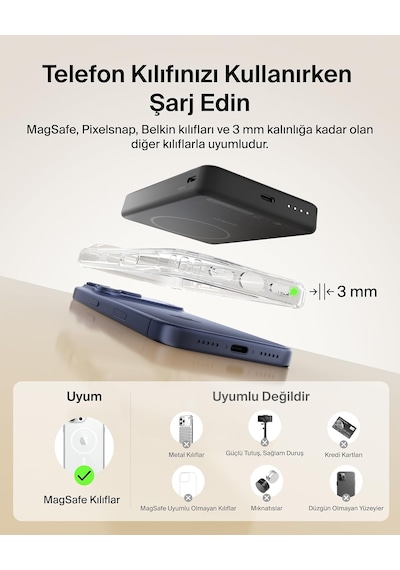 Belkin Boostcharge 10000 Mah İnce Manyetik Stantlı Power Bank, Siyah