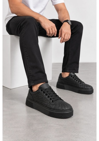 Ht Hotin Astrum Erkek Bağcıklı Günlük Sneaker Spor Ayakkabı - Siyah