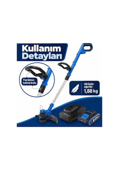 Hyundai Hy20cgt 20v Akülü Ot Biçme Ve Çim Kenar Kesme Seti 30 Cm 2ah Akü Ve Şarj Dahil