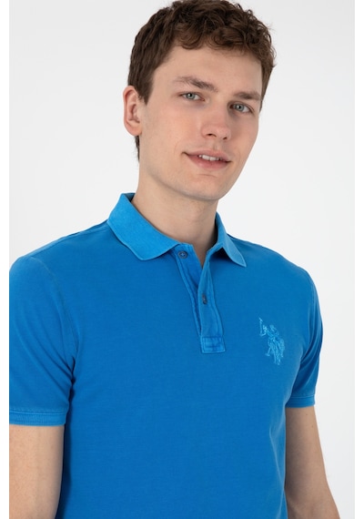 U.S. Polo Assn. Erkek Slim Fit Polo Yaka Kobalt Yıkamalı Basic Tişört 50305995-VR077