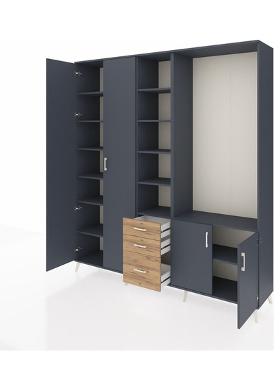 Hyperion Dolap 13 Raflı 3 Çekmeceli 4 Kapaklı 220x44x243 Antrasit-antrasit/çam Çok Renkli Hyperion Dolap 13 Raflı 3 Çekmeceli 4 Kapaklı 220x44x243 Antrasit-antrasit/çam Çok Renkli
