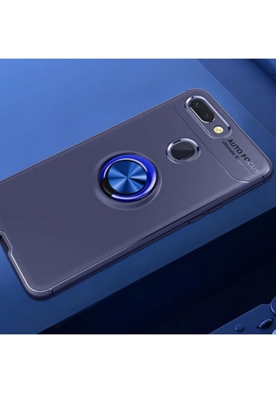 Xiaomi Mi 8 Lite Kılıf Yüzüğü Stant Ve Araç Tutucu Olabilen Şık Esnek Premium Silikon Kapak Ryc/ravel Mavi