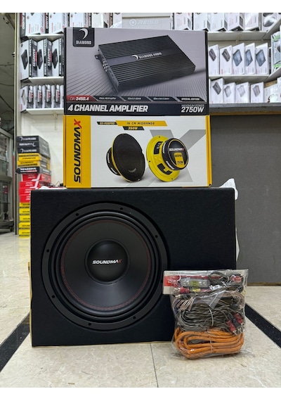 Takım Set 30cm Bass Diamond 4 Kanallı Anfi 16cm Midrange Kablo Seti
