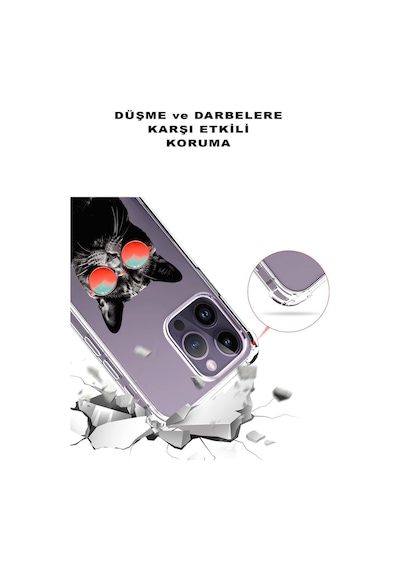 Samsung Galaxy S23fe İle Uyumlu Kedi 4 Baskılı Şeffaf Köşe Korumalı Antişok Kılıf
