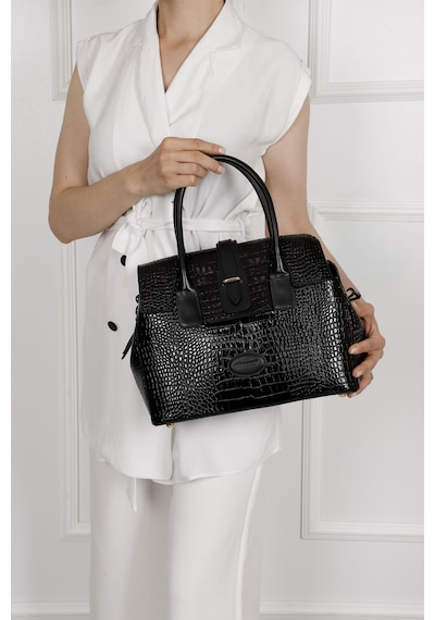 Gönderi(R) Kadıın Siyah Krako Hakiki Deri El Ve Omuz Çantası Ddzw002b8384 Siyah