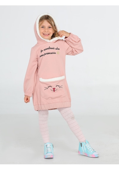 Somon Yumoş Prenses Hoodie Elbise-somon Somon
