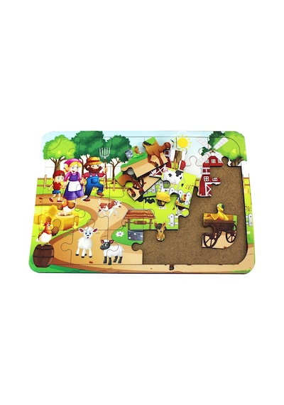 Ahşap Çiftlik Puzzle - Bebekleri İçin Puzzle - Ahşap Yapboz Oyuncak - Oyuncak Yap-boz - 24 Parça Puz 1 Adet
