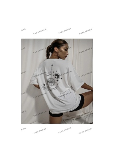 Startmore Alika Unisex Oversize Beyaz Pusula Beyaz