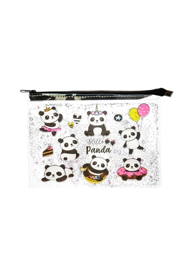 Vuki Siyah Panda Sulu Fermuarlı Şeffaf Dosya Vk-0073