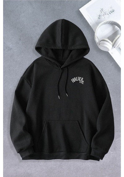 Nevermind Unisex Kadın Erkek Forever Cool Oversize Sweatshirt Siyah