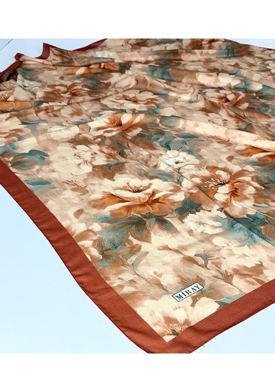 Miray Nevada Büyük Boy Organik Pamuk Eşarp - 120 X 120 - 06580 Kiremit